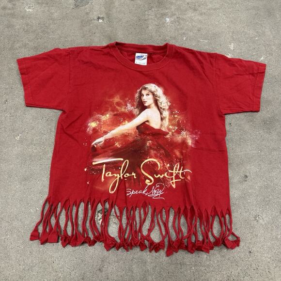 Handbags - TAYLOR SWIFT SPEAK NOW 2011 CONCERT T SHIRT FRINGE BOHO T SHIRT RED MEDIUM